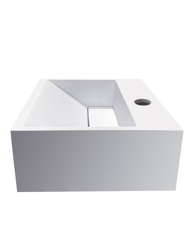 Toilet fontein Julia Mat Wit Solid Surface 30x28x12,5 cm met kraangat