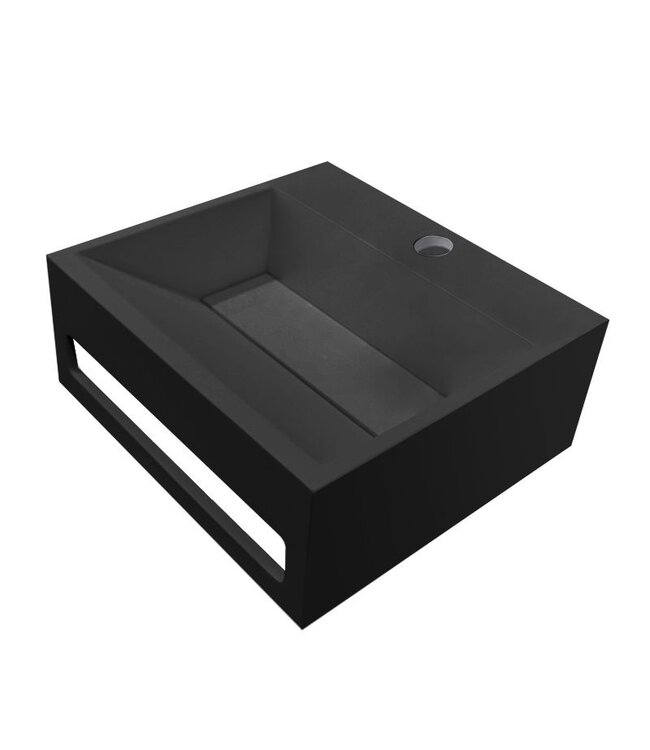 Toilet fontein Jullia Mat Wit Solid Surface 30x28x12,5 cm met kraangat