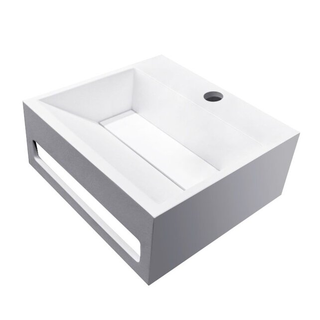 Toilet fontein Jullia Mat Zwart Solid Surface 30x28x12,5 cm met kraangat