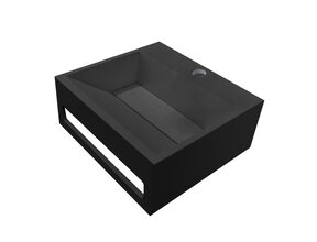 Wiesbaden Toilet fontein Jullia Mat Zwart Solid Surface 30x28x12,5 cm met kraangat