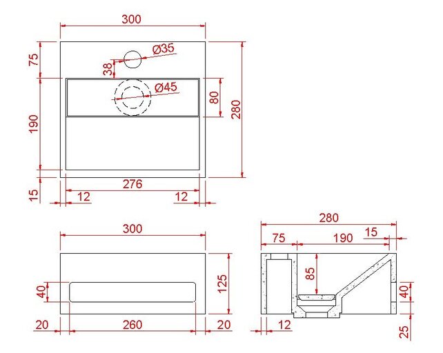 Toilet fontein Jullia Mat Zwart Solid Surface 30x28x12,5 cm met kraangat