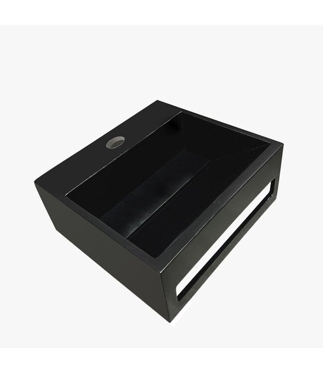 Toilet fontein Julia Mat Zwart Solid Surface 30x28x12,5 cm met kraangat