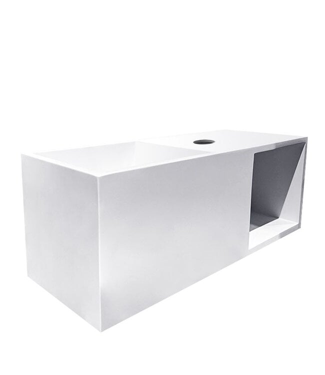 Toilet fontein Julia met Nis Mat Zwart Solid Surface 50x20x20 cm met kraangat