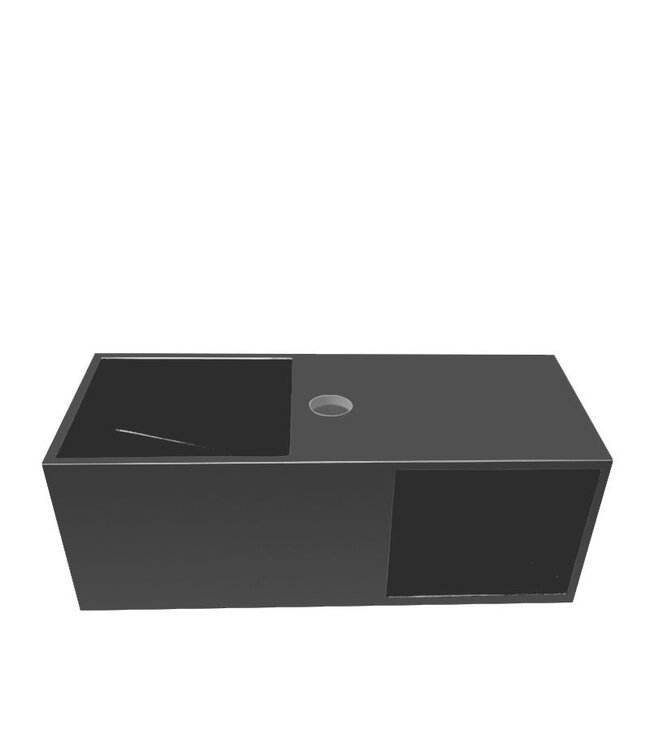 Toilet fontein Julia met Nis Mat Zwart Solid Surface 50x20x20 cm met kraangat