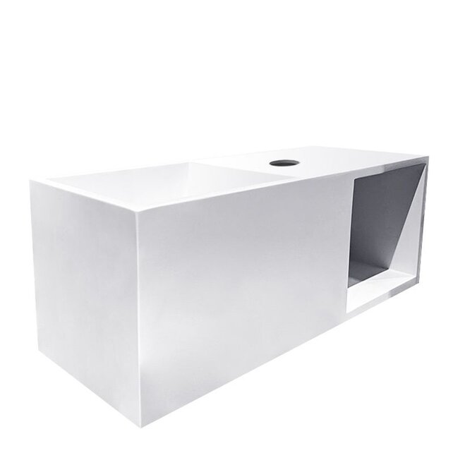 Wiesbaden Toilet fontein Jullia met Nis Mat Wit Solid Surface 50x20x20 cm met kraangat Wiesbaden Toilet fontein Jullia met Nis Mat Wit Solid Surface 50x20x20 cm met kraangat