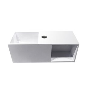 Wiesbaden Toilet fontein Jullia met Nis Mat Wit Solid Surface 50x20x20 cm met kraangat