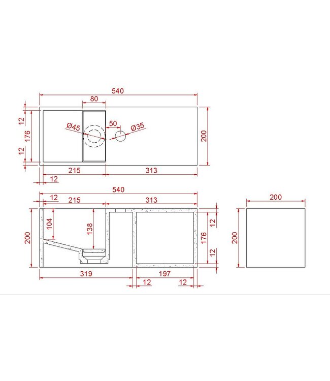 Wiesbaden Wiesbaden Toilet fontein Jullia met Nis Mat Wit Solid Surface 50x20x20 cm met kraangat