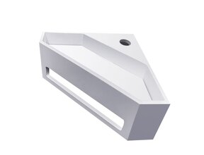 Wiesbaden Hoekfontein Jullia Mat Wit Solid Surface 35x35x16cm met kraangat en handdoekhouder