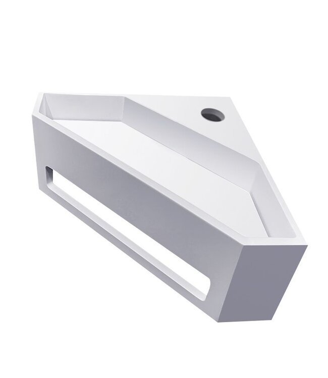 Wiesbaden Hoekfontein Jullia Mat Zwart Solid Surface 35x35x16cm