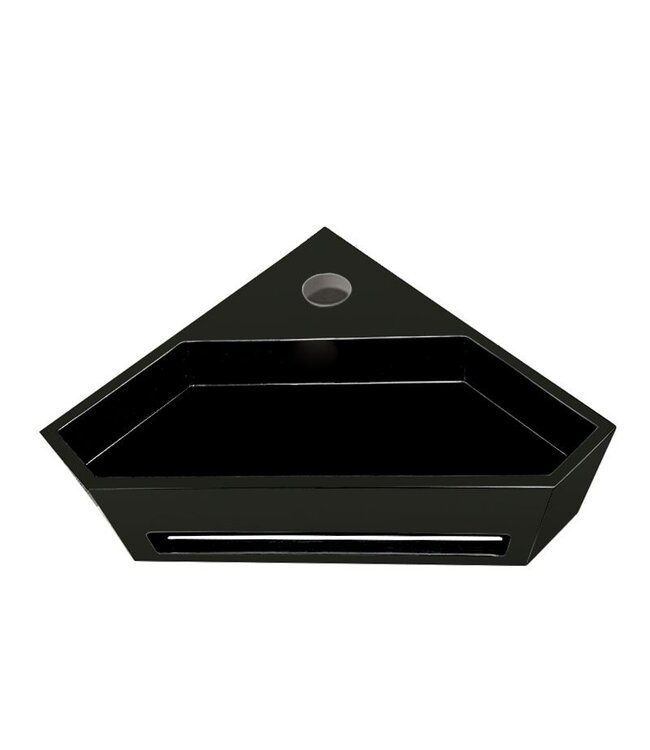 Wiesbaden Hoekfontein Jullia Mat Zwart Solid Surface 35x35x16cm