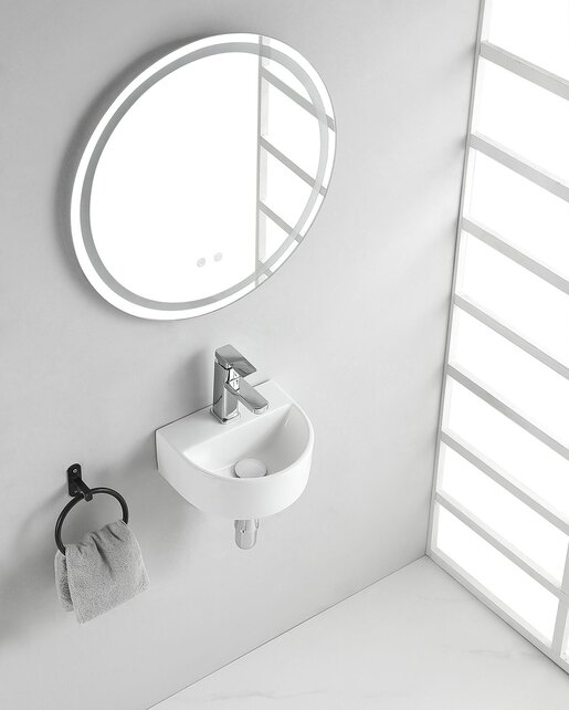 Wiesbaden Toilet fontein Lara Wit Halfrond met kraangat 30x25x12 cmWiesbaden Toilet fontein Lara Wit Halfrond met kraangat 30x25x12 cm