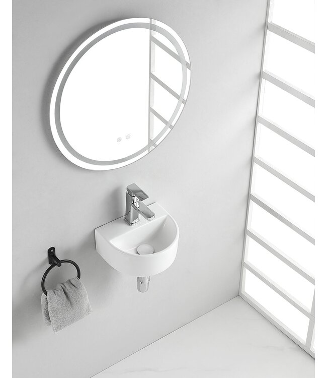 Wiesbaden Toilet fontein Lara Wit Halfrond Zonder kraangat 30x25x12 cm