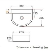 Toilet fontein Lara Wit Halfrond Zonder kraangat 30x25x12 cm