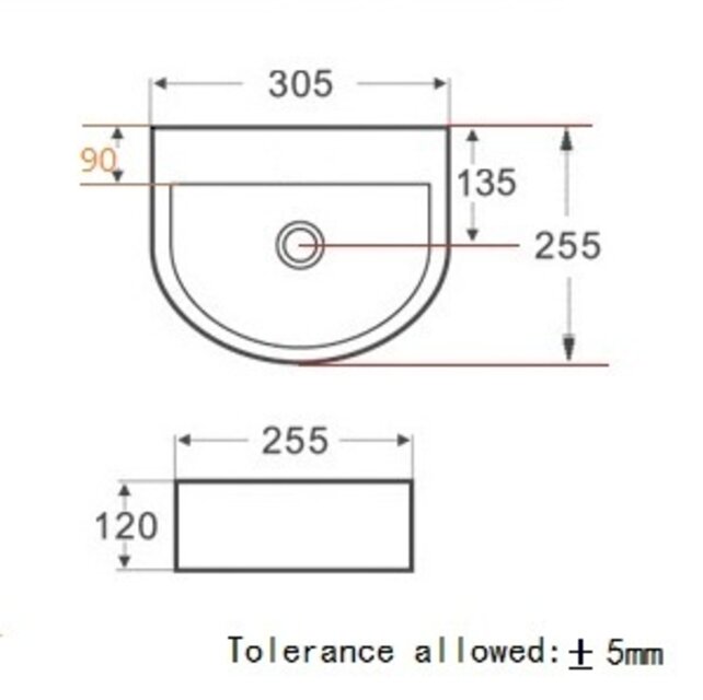Toilet fontein Lara Wit Halfrond Zonder kraangat 30x25x12 cm