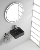 Toilet fontein Leto Mat Zwart Quartz steen 33,5x29 cm met kraangat Toilet fontein Leto Mat Zwart Quartz steen 33,5x29 cm met kraangat