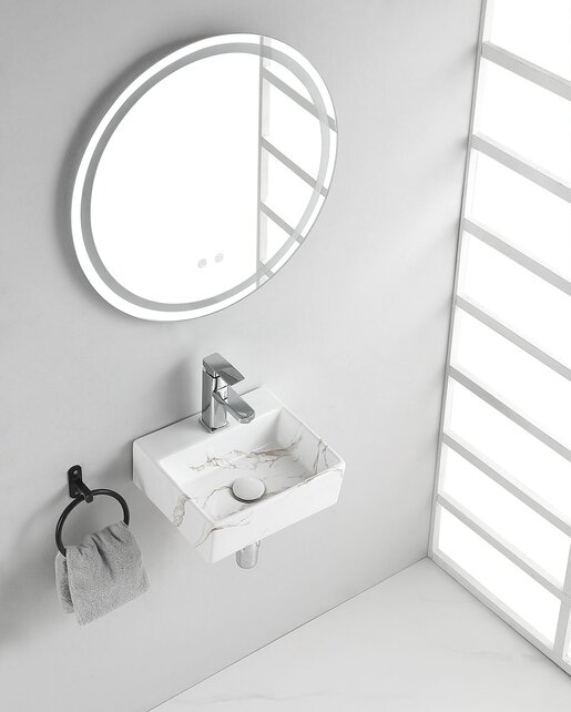 Toilet fontein Carrara Marmer look 33x29 x11 cm Toilet fontein Carrara Marmer look 33x29 x11 cm