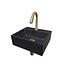 Toilet fontein Leto Mat Zwart Quartz steen 33,5x29 cm met kraangat