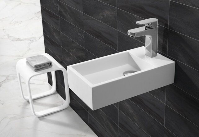 Toilet Fontein Maria Links Wit 40x22x10cm Solid Surface Toilet Fontein Maria Links Wit 40x22x10cm Solid Surface