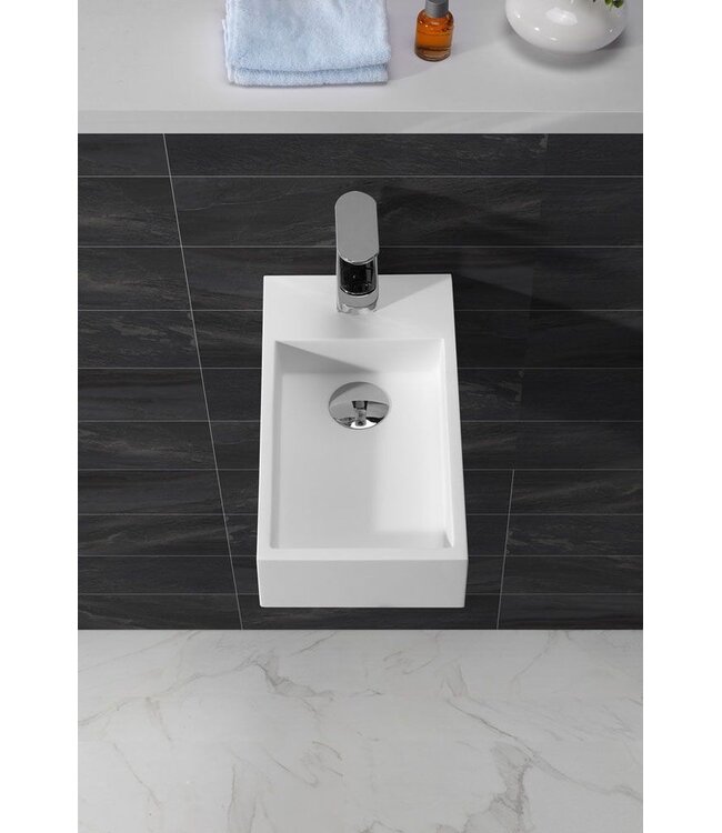 Toilet Fontein Maria Links Wit 40x22x10cm Solid Surface