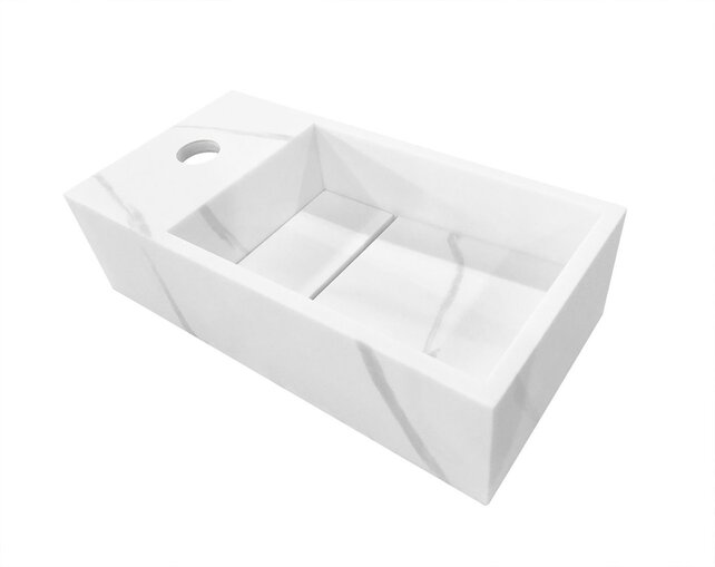 Toilet Fontein Noble Rechts Mat Wit 36x18x10 cm Solid Surface