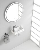 Toilet Fontein Marmerlook Wit Mini-Rhea Links fontein 36x18x9cm Carrara