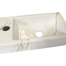 Wiesbaden Toilet Fontein Marmerlook Wit Mini-Rhea Links fontein 36x18x9cm Carrara