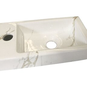 Wiesbaden Toilet Fontein Marmerlook Wit Mini-Rhea Links fontein 36x18x9cm Carrara