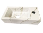 Toilet Fontein Marmerlook Wit Mini-Rhea Links fontein 36x18x9cm Carrara