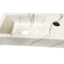 Wiesbaden Toilet Fontein Marmerlook Wit Mini-Rhea Rechts fontein 36x18x9cm Carrara