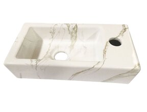 Wiesbaden Toilet Fontein Marmerlook Wit Mini-Rhea Rechts fontein 36x18x9cm Carrara