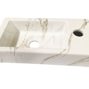 Wiesbaden Toilet Fontein Marmerlook Wit Mini-Rhea Rechts fontein 36x18x9cm Carrara