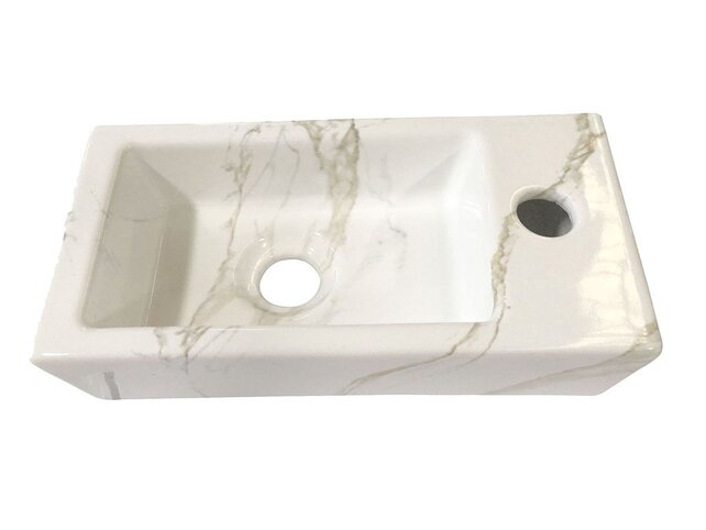 Toilet Fontein Marmerlook Wit Mini-Rhea Rechts fontein 36x18x9cm Carrara Toilet Fontein Marmerlook Wit Mini-Rhea Rechts fontein 36x18x9cm Carrara