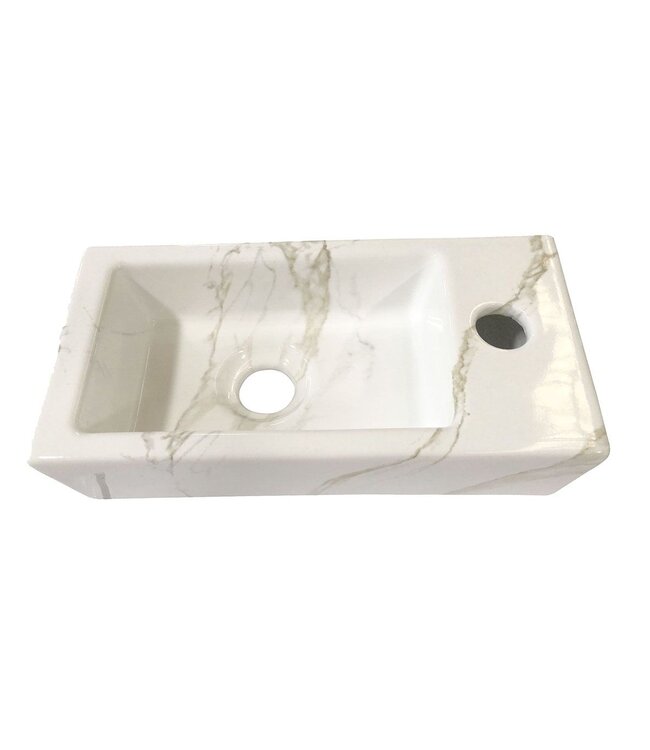 Wiesbaden Toilet Fontein Marmerlook Wit Mini-Rhea Rechts fontein 36x18x9cm Carrara