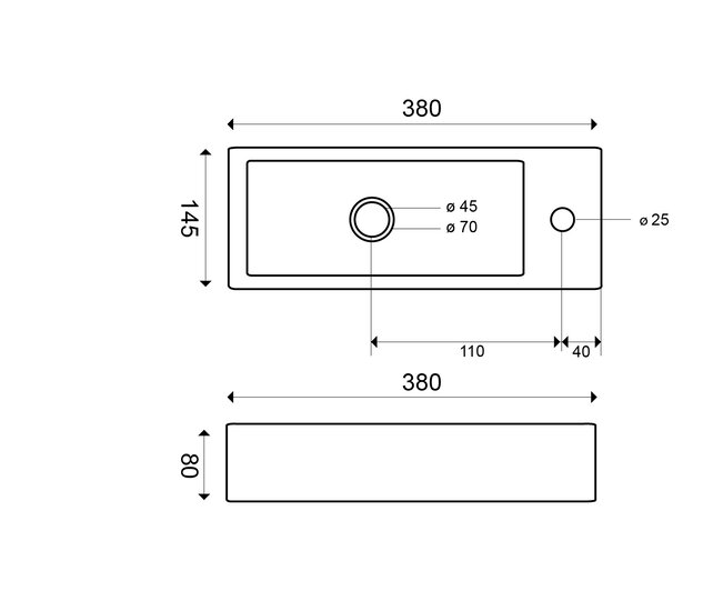 Trim mini Toilet fontein rechts 38x14x8 cm keramiek glans wit Trim mini Toilet fontein rechts 38x14x8 cm keramiek glans wit