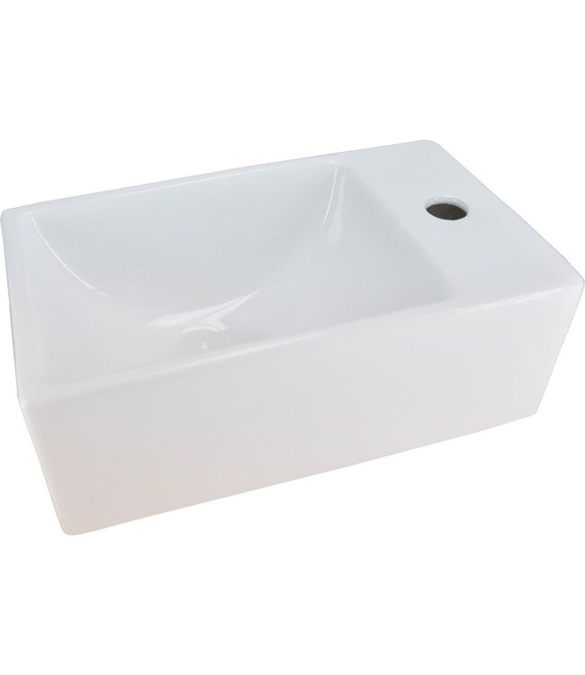 Wiesbaden Rhea xxs Toilet fontein mini Wit Rechts 30x18x11 cm keramiek