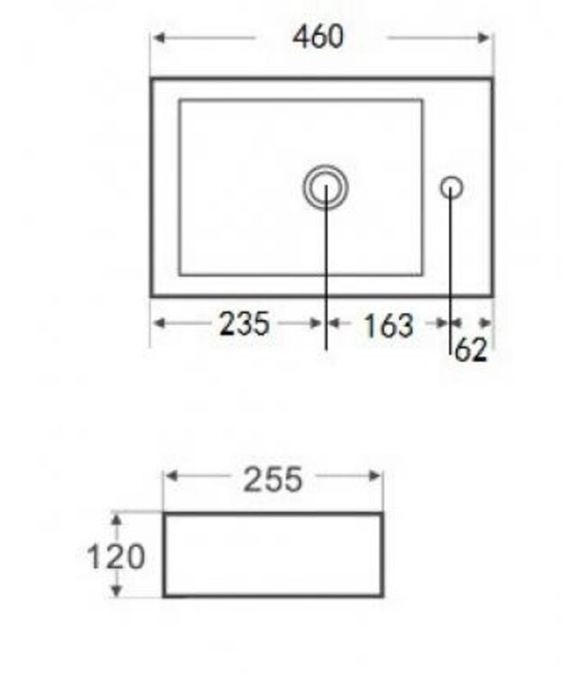 Wiesbaden Rhea Toilet fontein Wit Rechts 45x26x12 cm keramiek