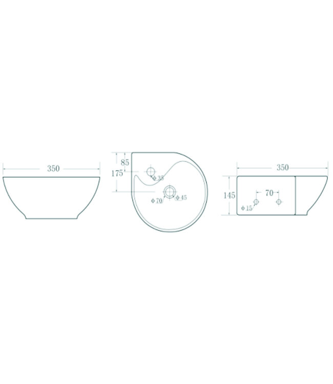 Porta hoekfontein Wit 35x35 cm keramiek