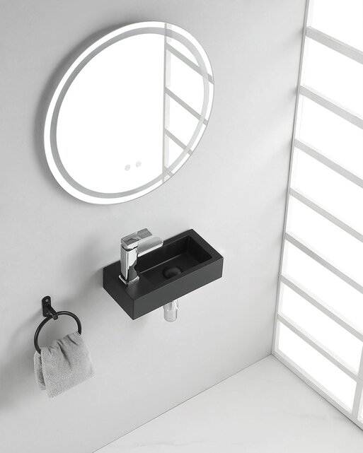 Rhea Mini Toilet Fontein links Mat Zwart 36x18x9 cm quartz