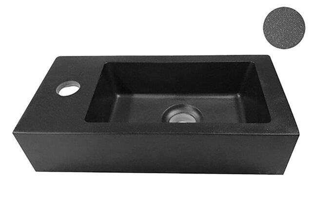 Rhea Mini Toilet Fontein links Mat Zwart 36x18x9 cm quartz