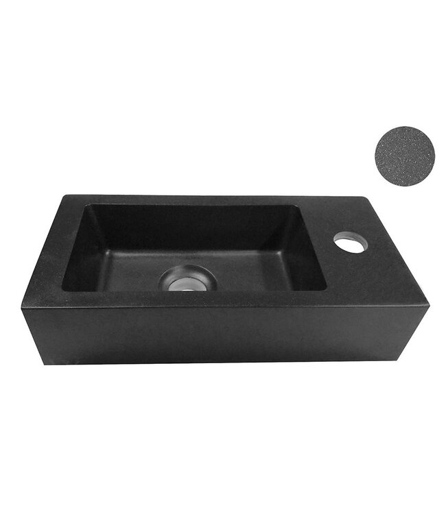 Rhea Mini Toilet Fontein links Mat Zwart 36x18x9 cm quartz
