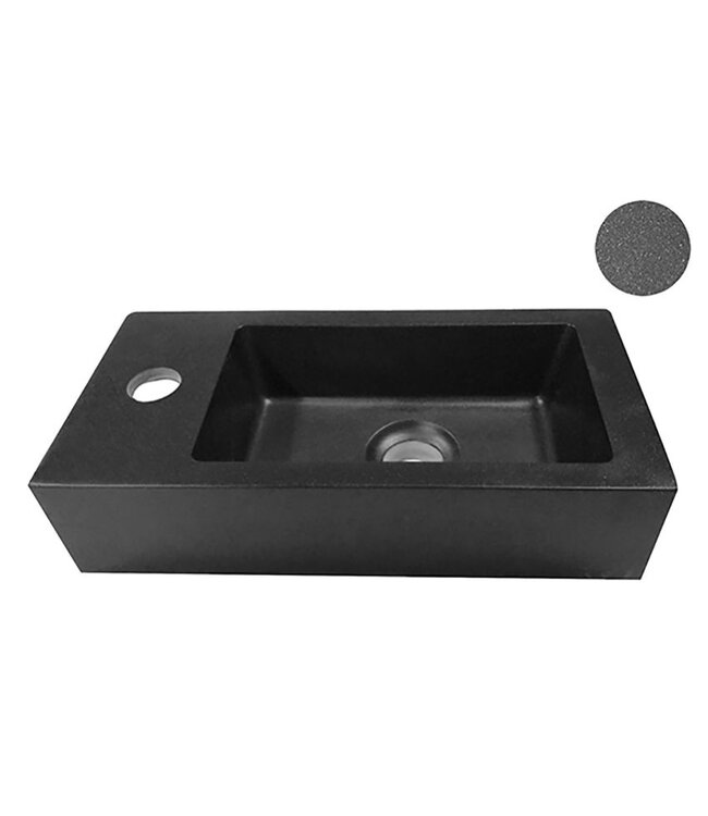 Wiesbaden Rhea Mini Toilet Fontein Rechts Mat Zwart 36x18x9 cm quartz