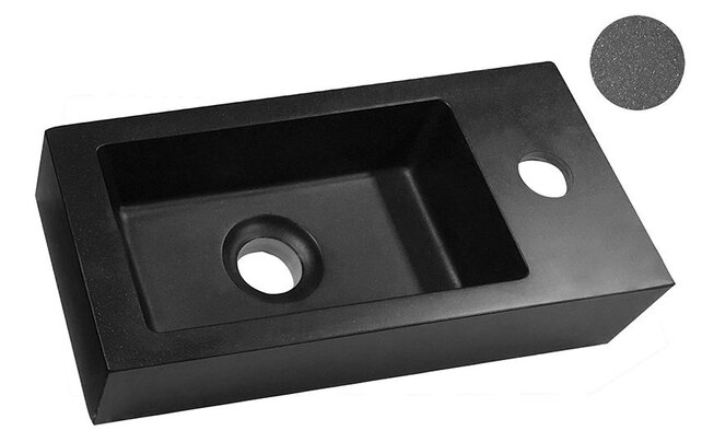 Rhea Mini Toilet Fontein Rechts Mat Zwart 36x18x9 cm quartz