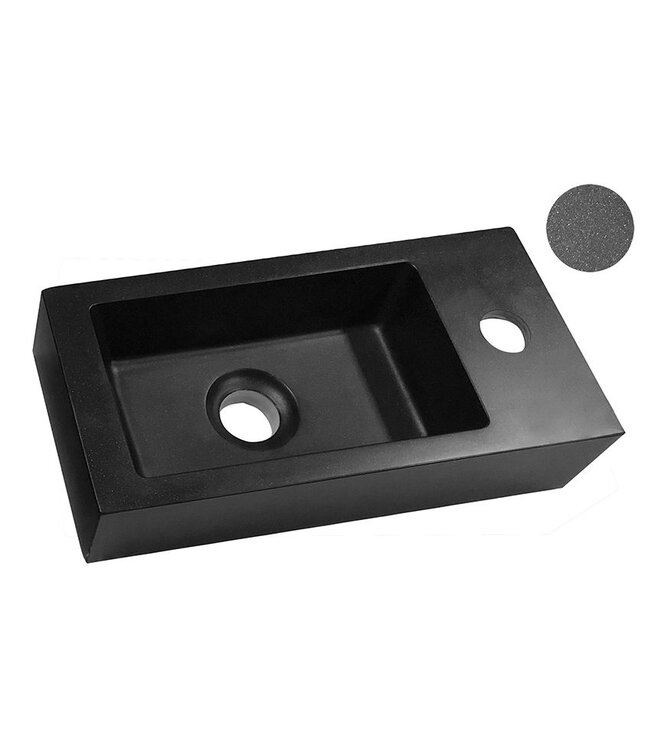 Rhea Mini Toilet Fontein Rechts Mat Zwart 36x18x9 cm quartz