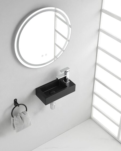 Rhea Mini Toilet Fontein Rechts Mat Zwart 36x18x9 cm quartz
