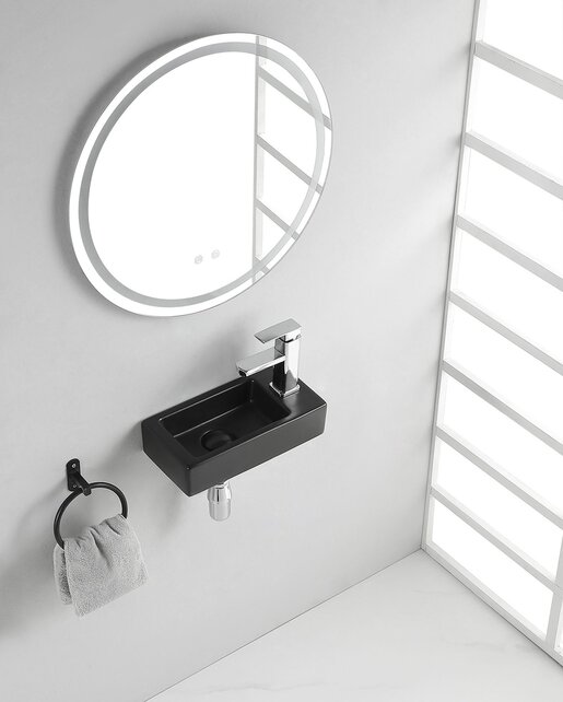 Rhea Mini Toilet Fontein Links Mat Zwart 36x18x9 cm keramiek