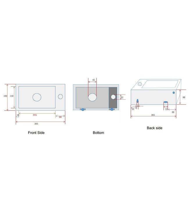 Rhea Mini Toilet Fontein Links Mat Zwart 36x18x9 cm keramiek