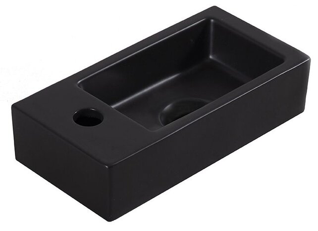 Rhea Mini Toilet Fontein Links Mat Zwart 36x18x9 cm keramiek