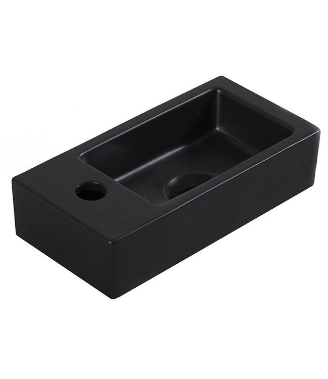 Wiesbaden Rhea Mini Toilet Fontein Links Mat Zwart 36x18x9 cm keramiek