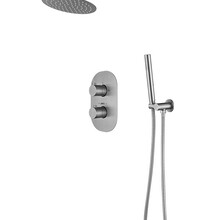 Inbouw Regendouche set Effeze RVS Rond 25 cm Hoofddouche muur Thermostaatkraan incl. handdouche