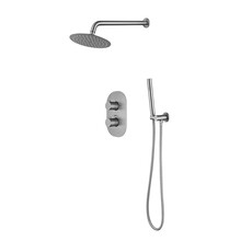 Inbouw Regendouche set Effeze RVS Rond 25 cm Hoofddouche muur Thermostaatkraan incl. handdouche